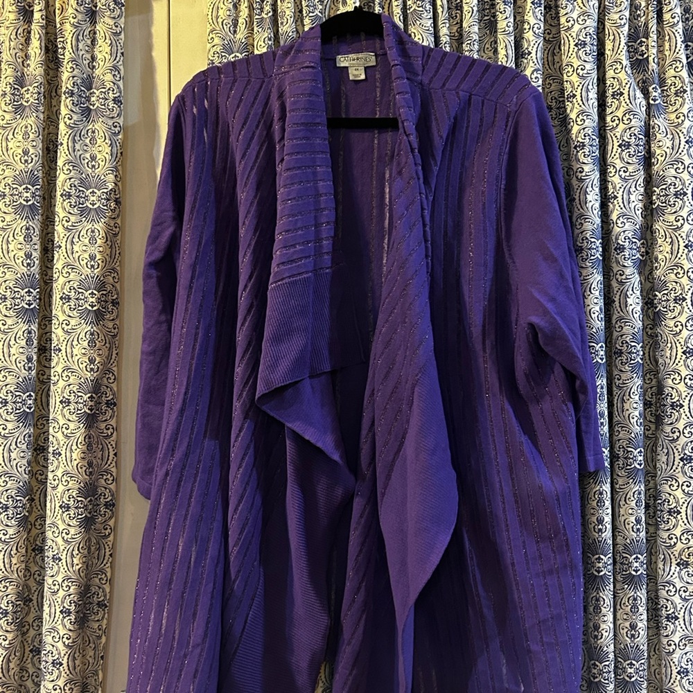 Catherine’s purple cardigan
